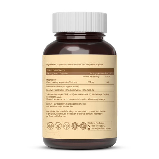 100% Magnesium Glycinate For High Absorption | Get Restful Sleep, Relief From Cramps & Improved Nerve Health